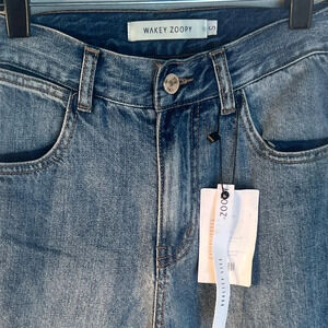 WAKEY ZOOPY, S high rise, wide leg cotton L=41” W=24” button zip closure,NWT